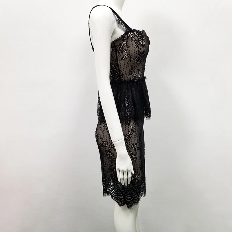 Женское облегающее платье с тонкими лямками Сетчатое дизайнерское мини-платье