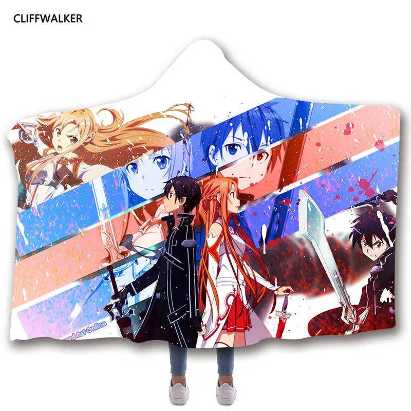 Оптовый Меч Art Online 3D принт с капюшоном одеяло плащ для мужчин детский толстый