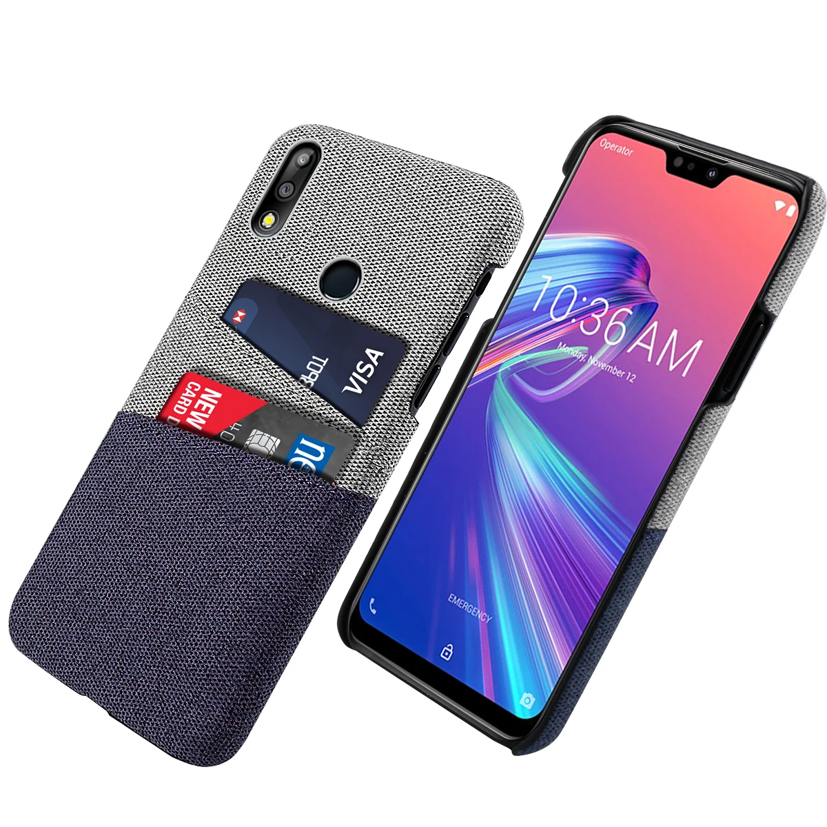 For Asus Zenfone Max Pro M2 ZB631KL ZB633KL Case Fabric Cloth Splicing Card Slot Hard PC Cover | Мобильные телефоны и