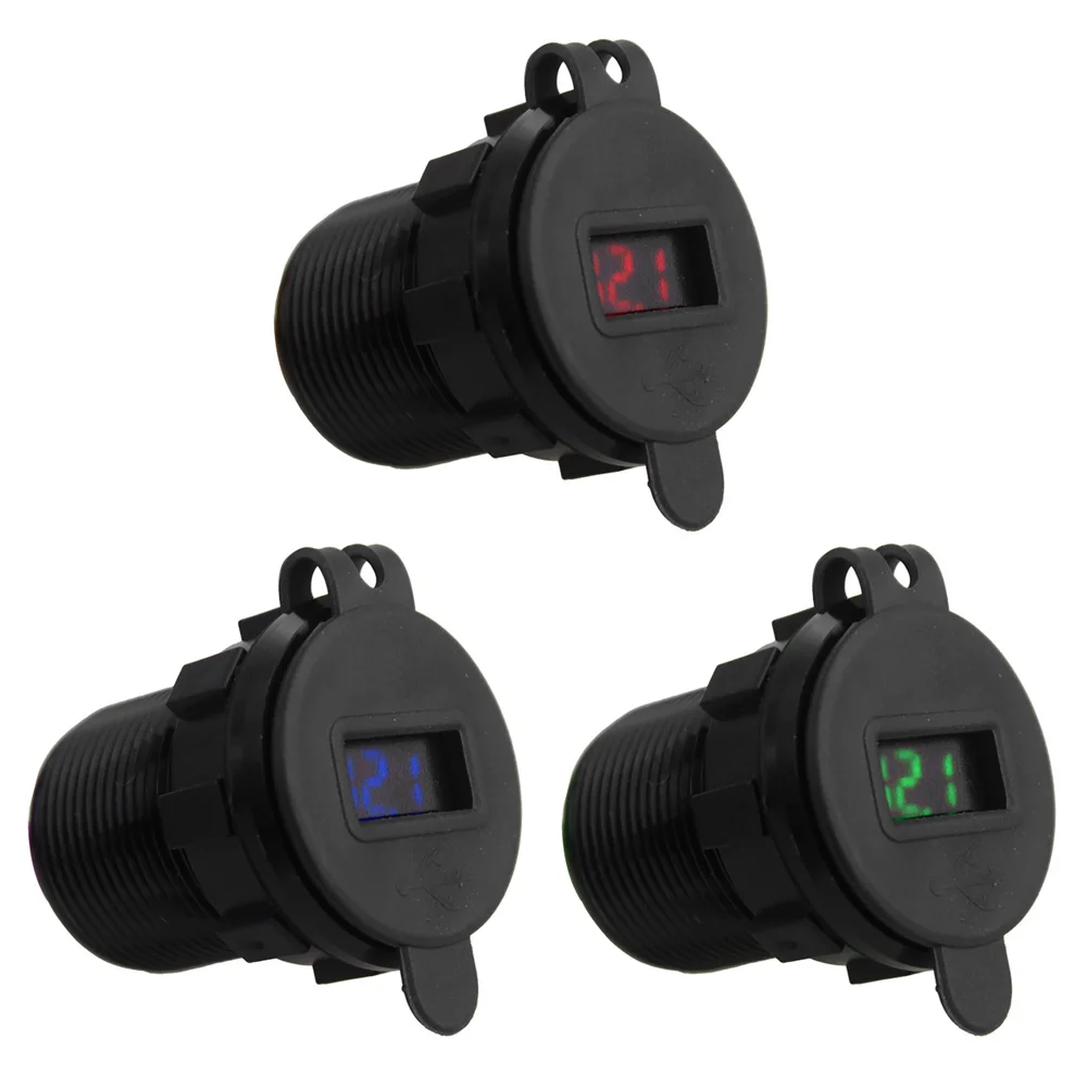 USB Car Charger Double Fast Phone Charge Socket With Voltmeter Charging Tablet Motorcycle usb Adapter | Мобильные телефоны и
