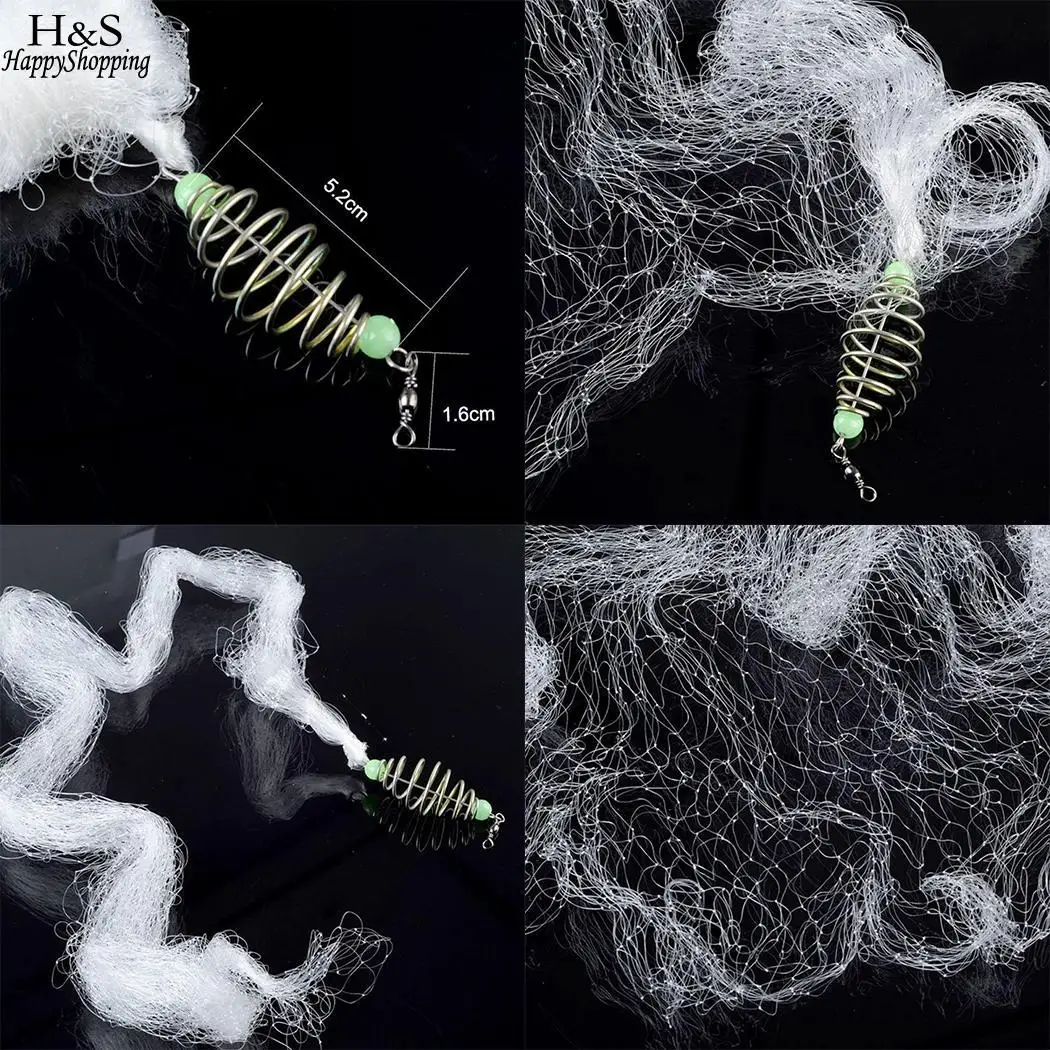 3x3cm Spring Fishnet Small Mesh Night Luminous Beads Ball Bearings Solid Ring Connector Fishing Net Tools Free Shipping | Спорт и