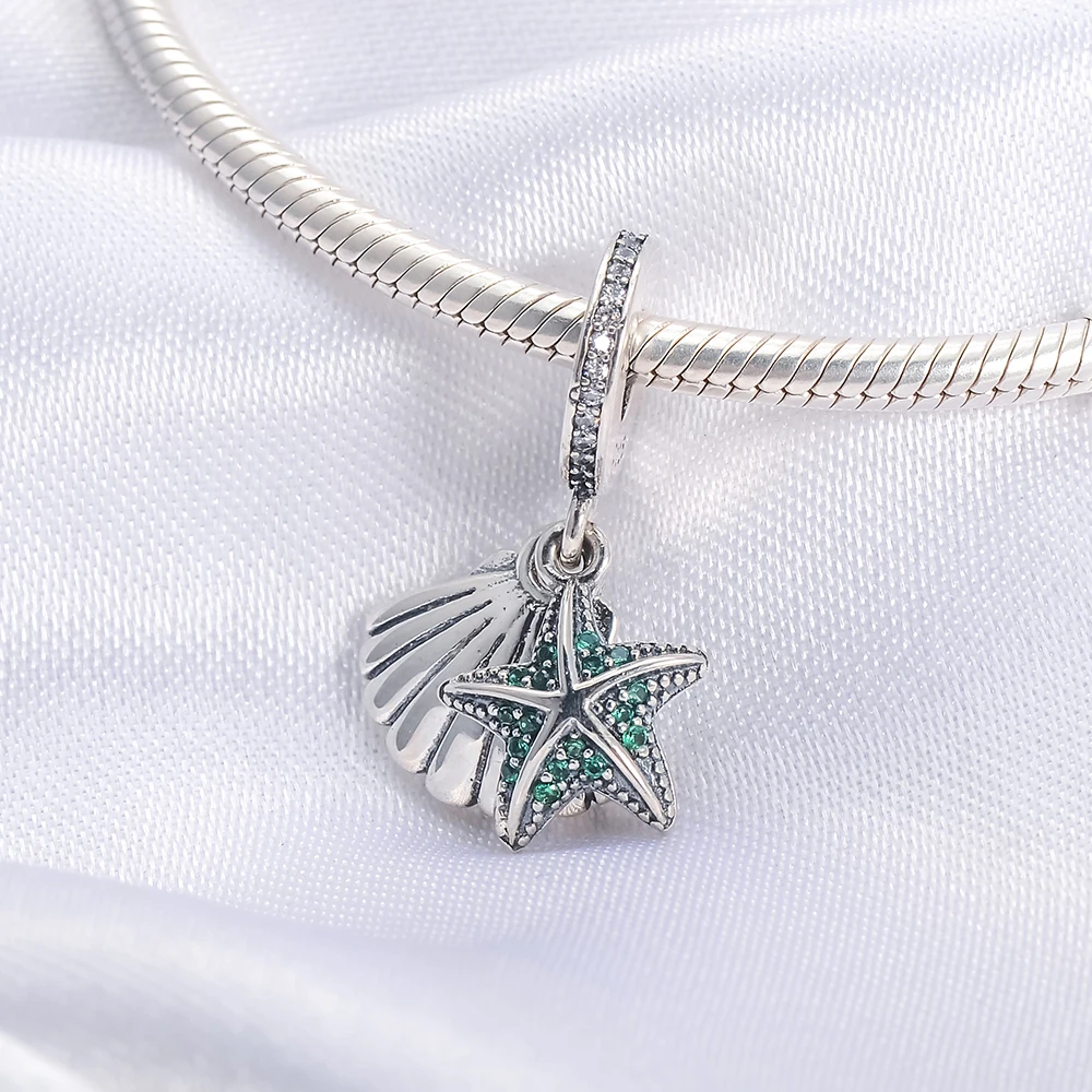 Devolove 925 стерлингового серебра Морская звезда оболочки кулон Бусины fit Pandora