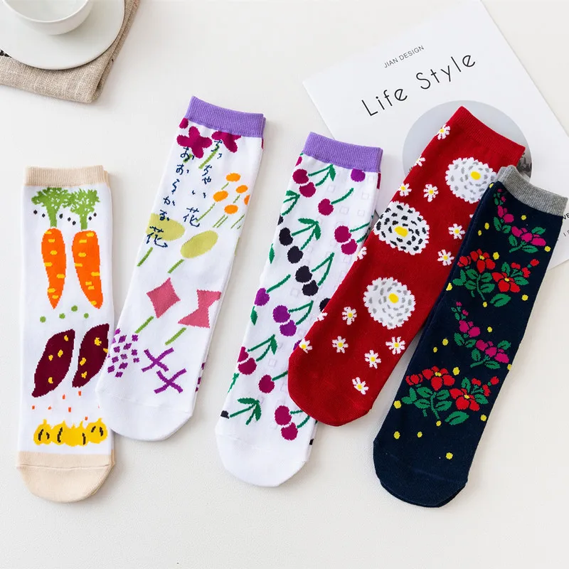 PEONFLY женские носки Harajuku мультфильм кролик Одуванчик морковь Боярышник вишня