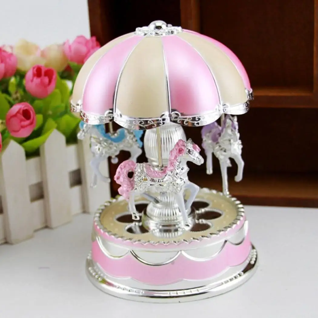 Красивая светодио дный светодиодная светящаяся музыкальная шкатулка Merry-Go-Round