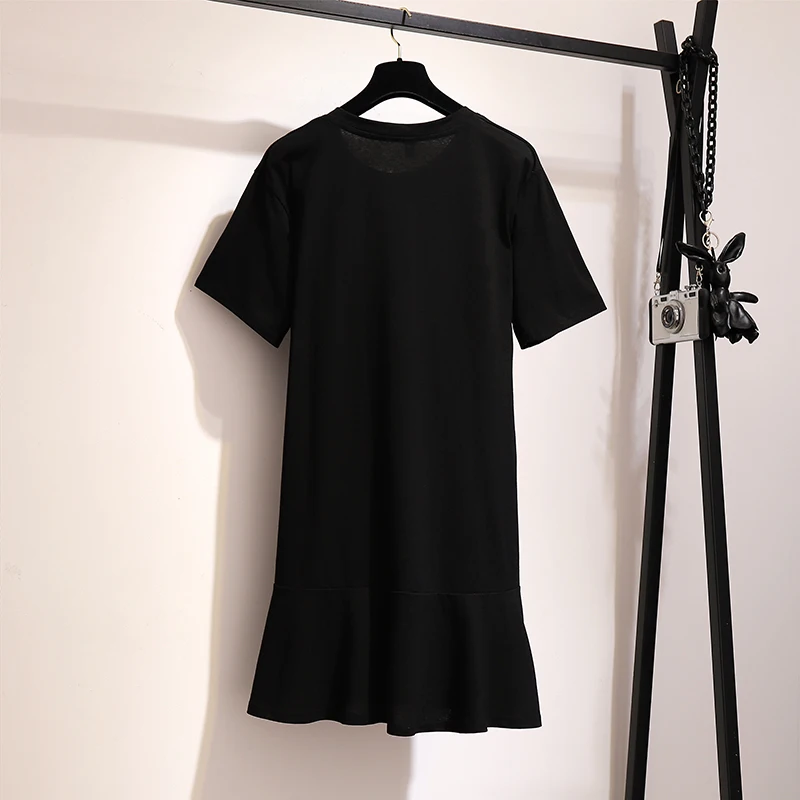 XL 5XL размера плюс женское Хлопковое платье футболка лето 2019 принт с героями