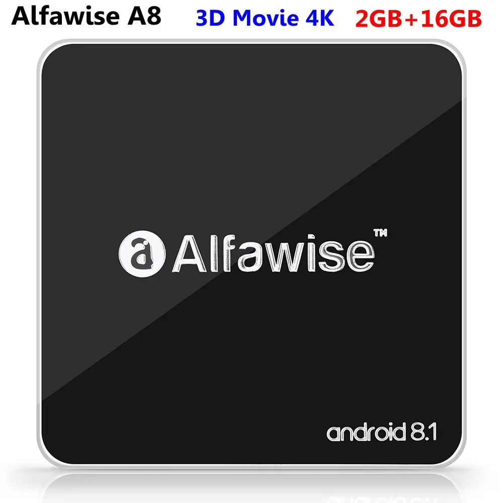 Alfawise A8 Smart tv BOX Rockchip 3229 Android 8 1 2 Гб ОЗУ 16 ПЗУ 4G WiFi 100 Мбит/с Поддержка 3D фильма 4K H.265