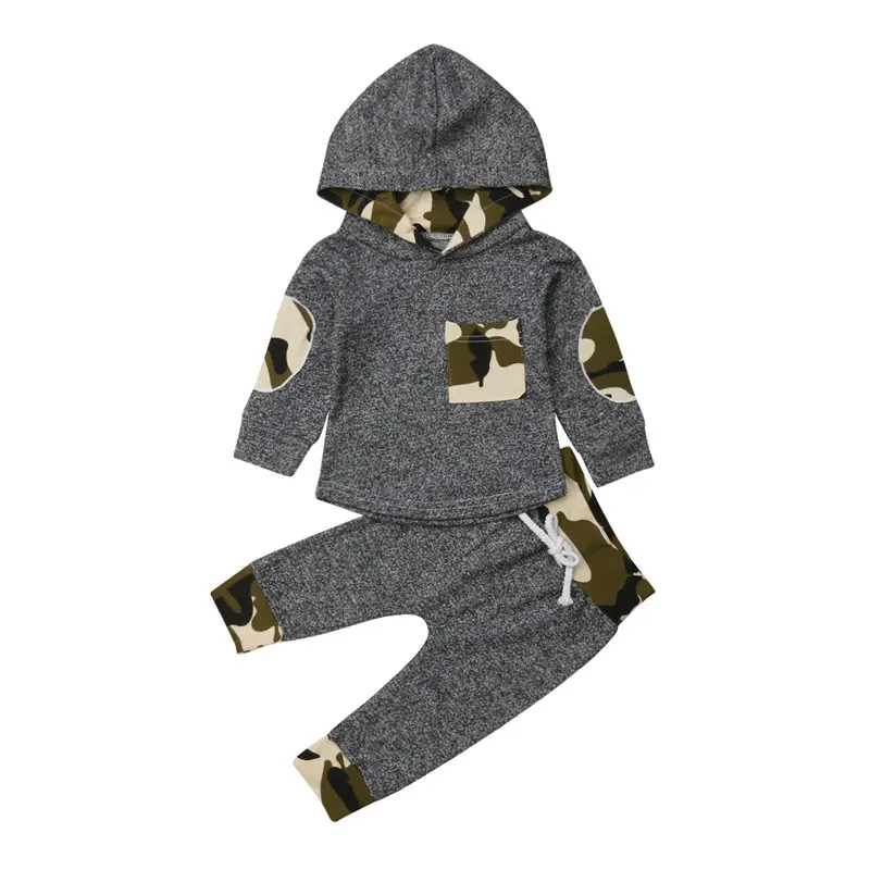 Toddler Baby Boy Clothes Set Infant Kid Camo Outfit Long Sleeve Hoodies Pants 2Pcs Newborn Children Clothing 0-24M |