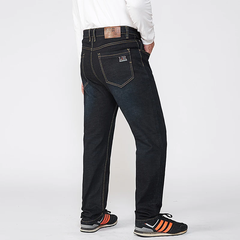 Мужские классические джинсы стрейч размера плюс черные мешковатые свободного - Фото №1