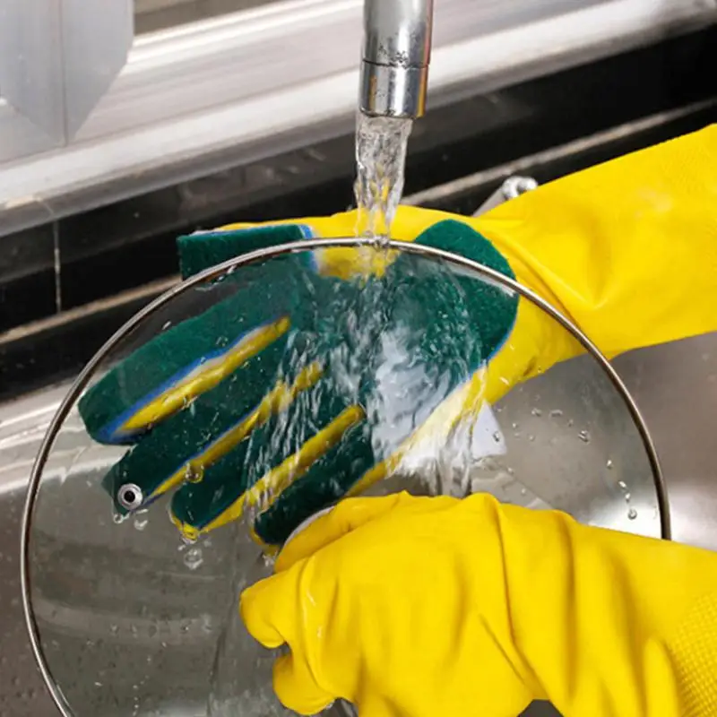 Waterproof Scouring Cloth Garden Sponge Fingers Kitchen Cleaning Portable Gloves | Спорт и развлечения