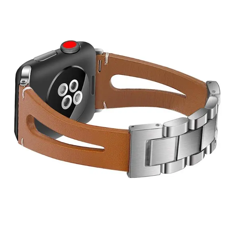 Кожа Нержавеющая сталь ремешок с пряжкой для часов браслет iWatch 1 2 3 | Электроника