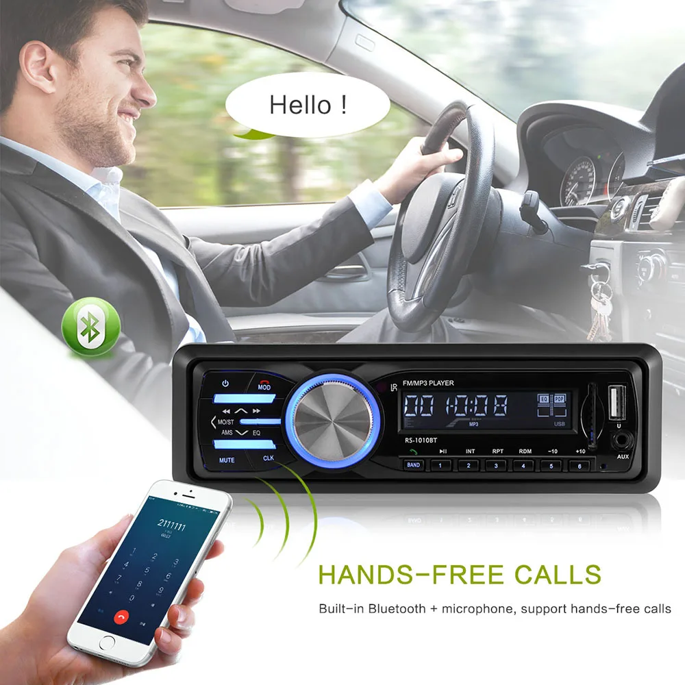 60 Вт * 4 Bluetooth автомобильное радио mp3 плеер 1010BT Поддержка Android APP управление USB/SD/AUX/FM