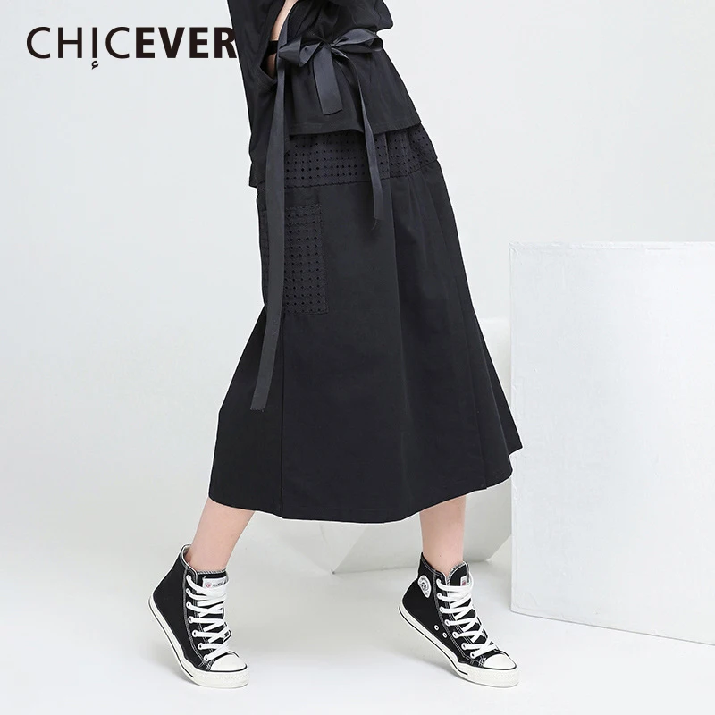 CHICEVER/весенние Лоскутные женские брюки с цветочным принтом сбоку широкие