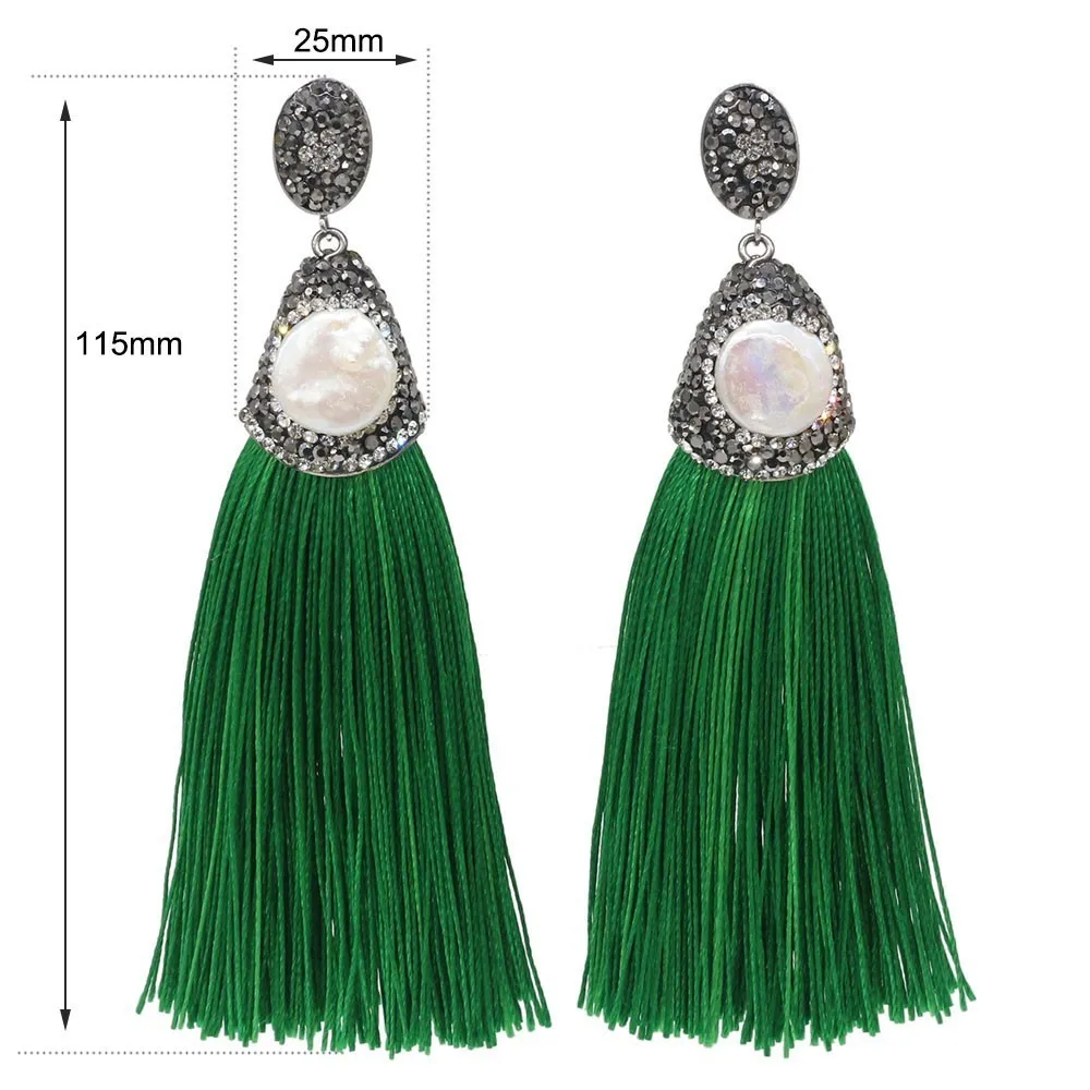 Big Drop Luxury Tassel Earring For Women Lady Pave Crystal Rhinestone Round pearl Female Oval ring pendientes |