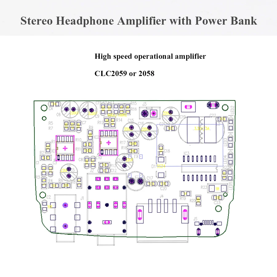LEORY PA01A 80 mw CLC2059/2058 усилитель для наушников с блоком питания Высокоскоростной