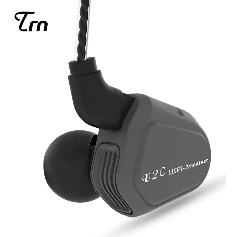 Гибридные наушники TRN V20 DD + BA спортивные для бега Hi Fi сбалансированные арматурные