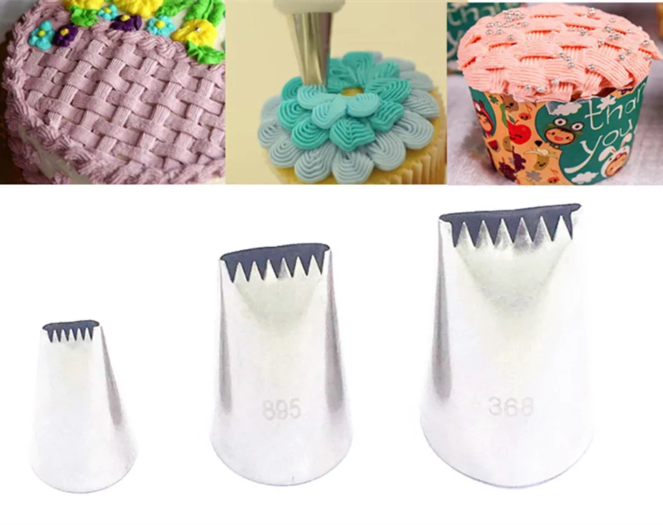 Single-Sided Serrated Cream Faceted Decorating Mouth Diy Braided Texture 3Pcs Stainless Steel Set | Дом и сад