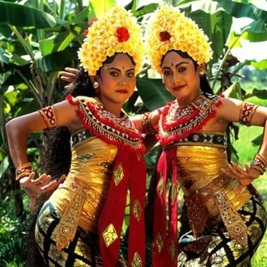 Golden Dancers in Traditional Dress Bali Indonesia Poster Print by Bill Bachmann (24 x 36) | Дом и сад