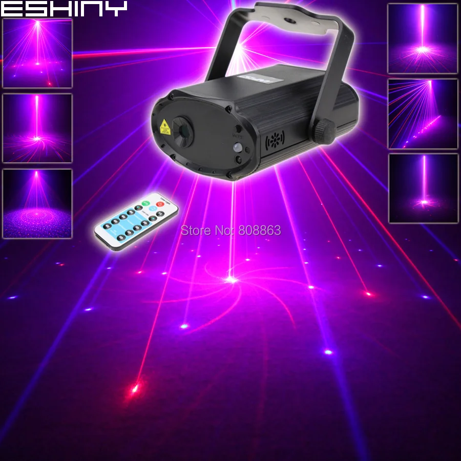 Eshini Mini R синий лазер 8 больших узоров проектор танцевальный диско бар семейные