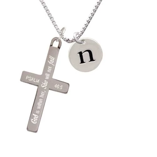 Диск 1/2 ''Initial n She't Fall cross necklace|Подвески| |