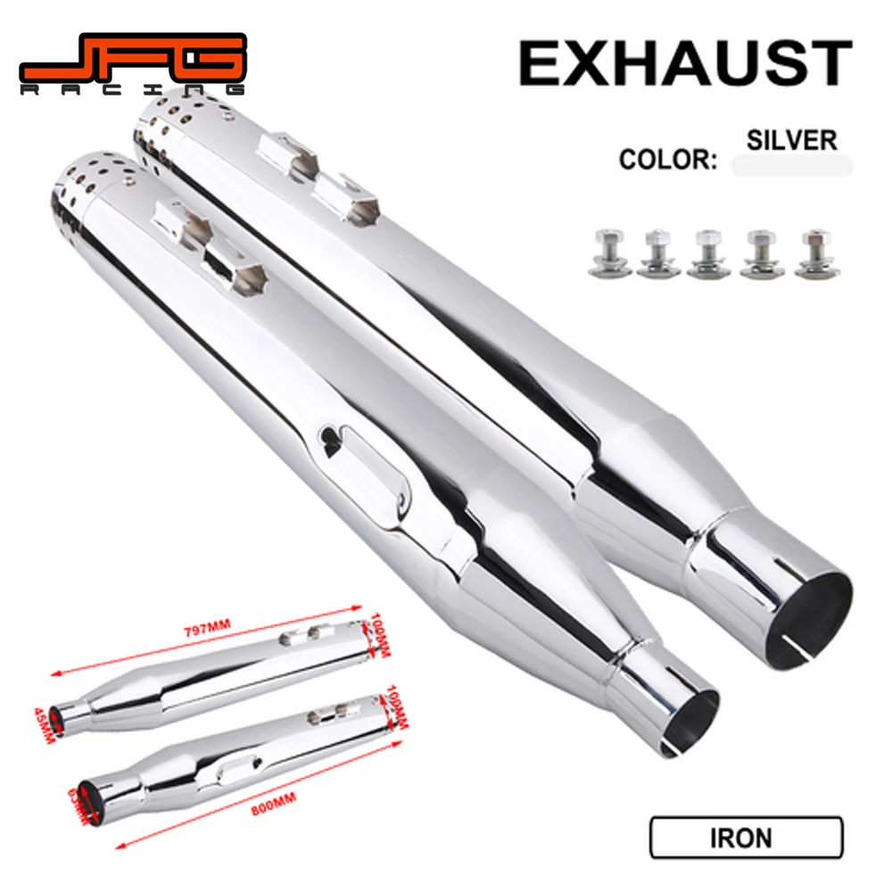 

Motorcycle 4" Megaphone Exhaust Pipe Muffler Slip-On For Harley Touring Bagger Models 2017-2019 Dresser Road King Electra Glide