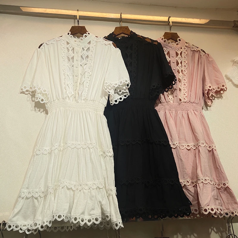 VGH летнее корейское ТРАПЕЦИЕВИДНОЕ платье для женщин с коротким рукавом и