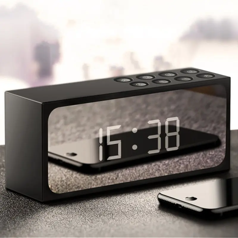 2 в 1 цифровой будильник LED зеркало беспроводной bluetooth динамик HIFI тяжелый бас