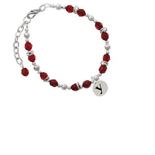 Браслет из бисера Silvertone Disc 1/2 ''Initial y Maroon| |