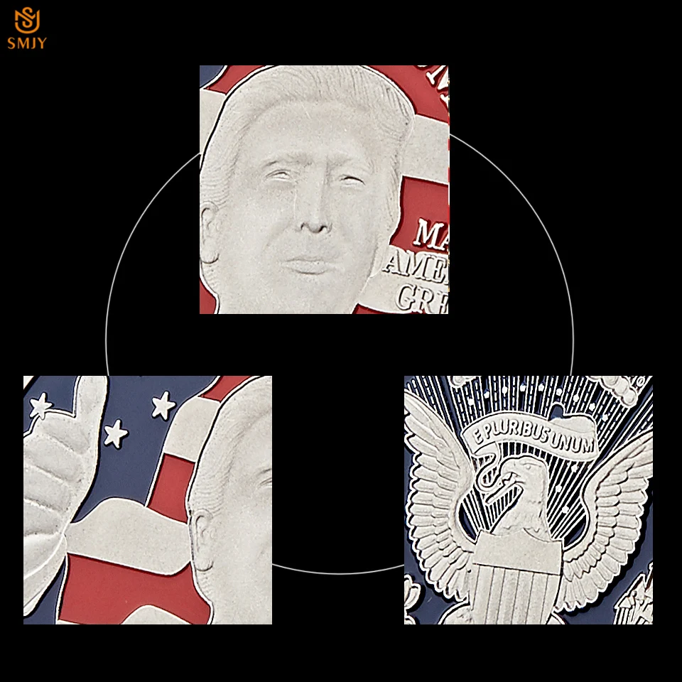 5 шт./лот 45 й президент США Дональд Трамп улыбка Посеребренная Статуя Свободы