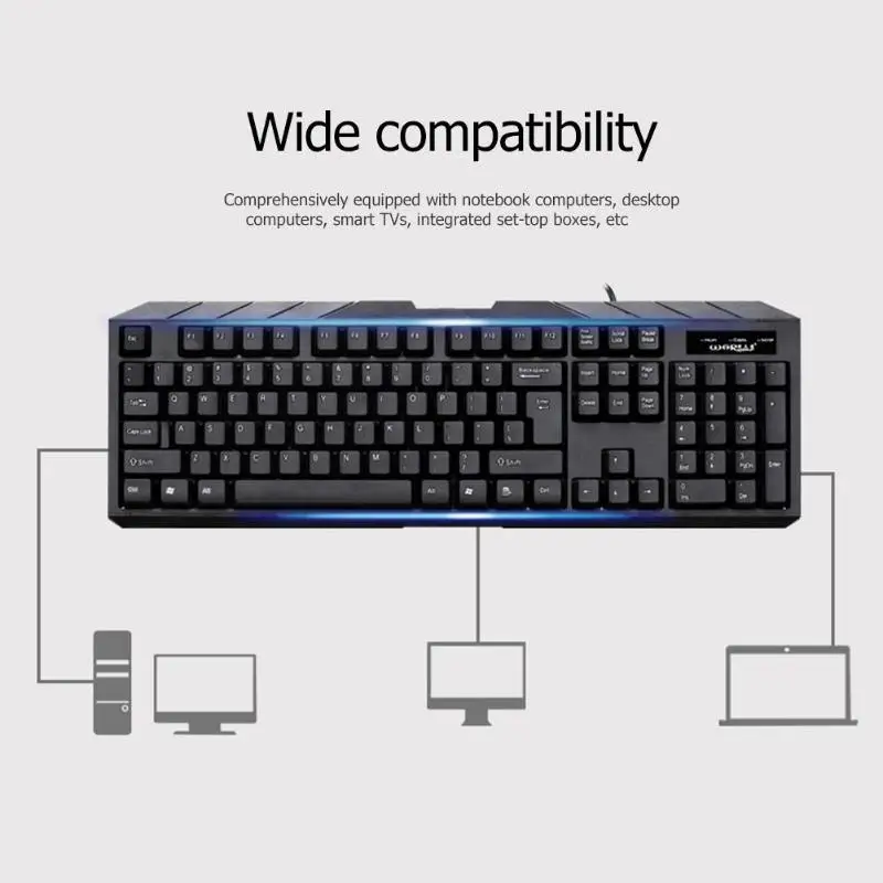 2019 WARWOLF Business Keyboard 104 Keys Waterproof Wired for Office Tablet Desktop FK-102 Black New Arrival | Компьютеры и офис