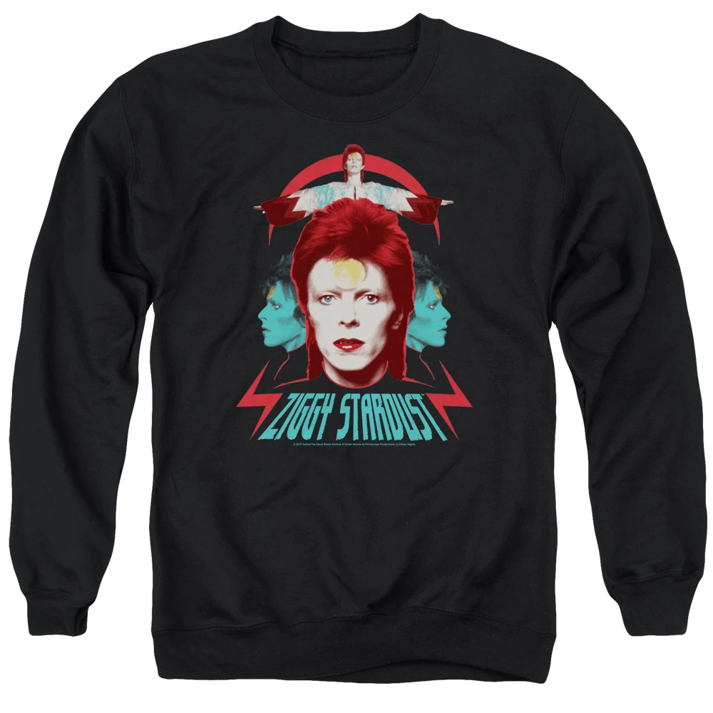 Trevco BOWIE106-AS-4 Дэвид Боуи Зигги головы-взрослый Crewneck Толстовка черный-Extra Large |