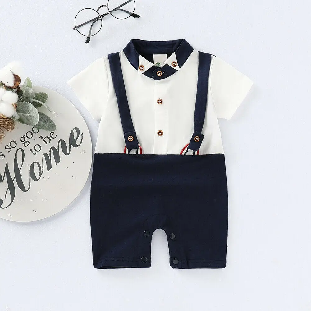 Little Gentleman Infant Newborn Baby Boy Clothes Short Sleeve Kids Boys Romper Jumpsuit One Pieces Summer |