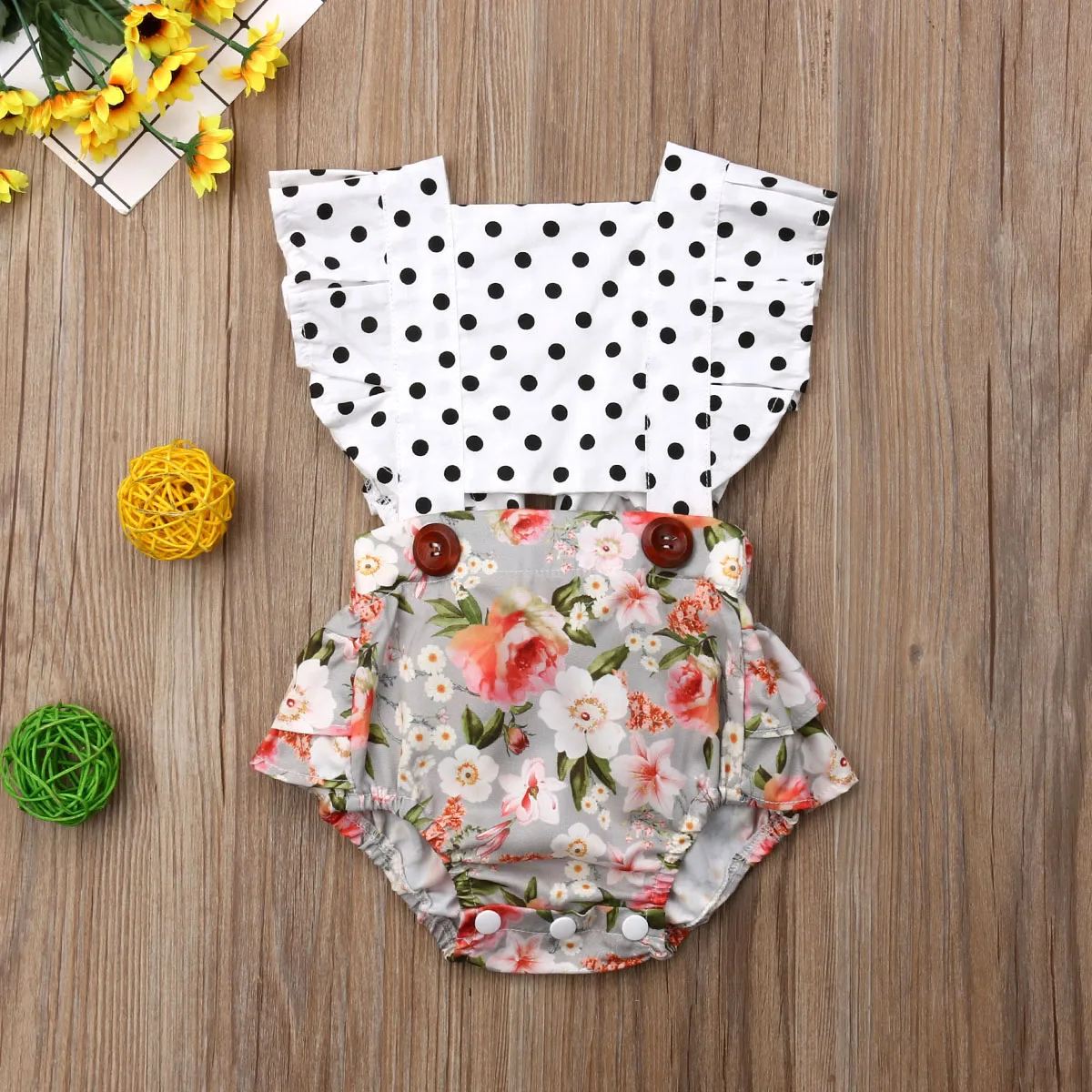 Модный милый комбинезон Emmababy в горошек с открытой спиной для новорожденных