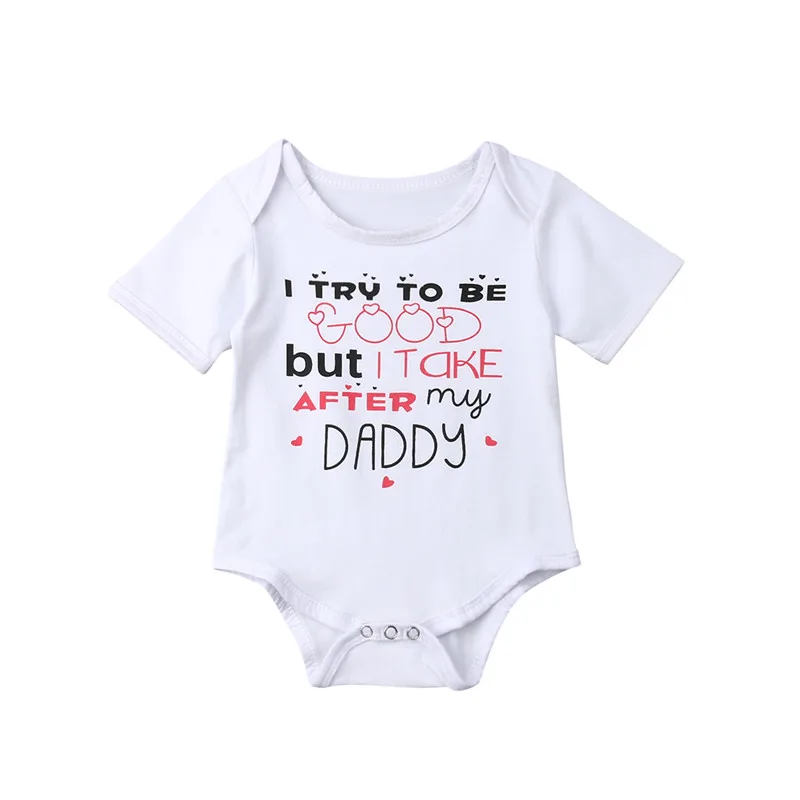 Casual Newborn Baby Boys Girls 100%Cotton Bodysuit Short Sleeves O-Neck Funny Letter Printed Jumpsuit Summer Clothes 0-18M | Детская