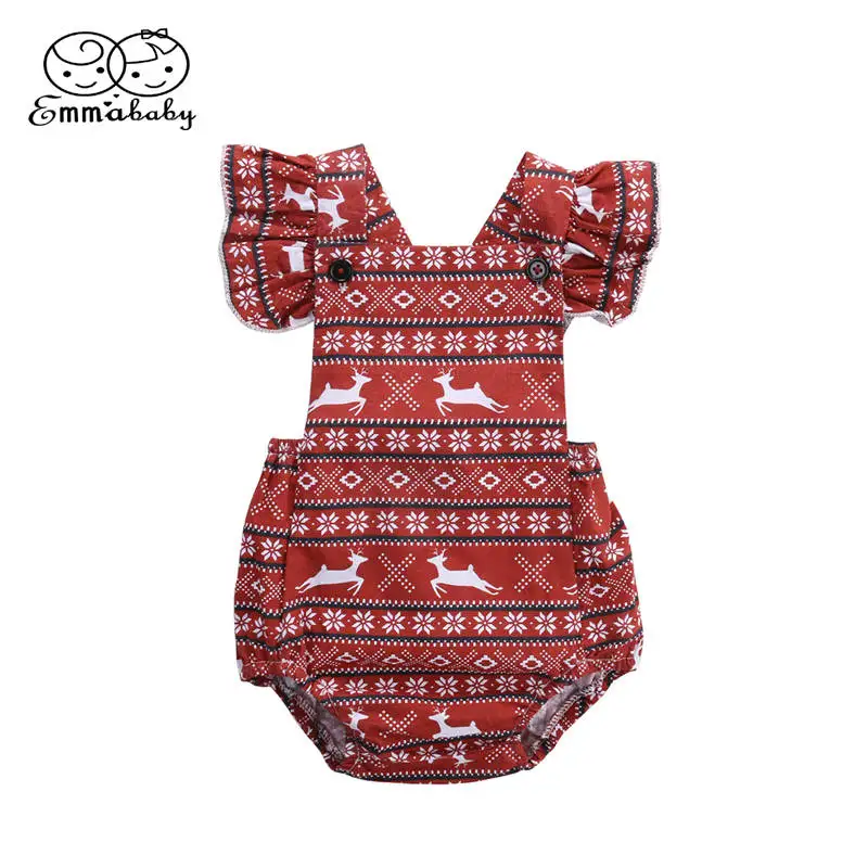 Детский Рождественский костюм с лосем Одежда для новорожденных девочек