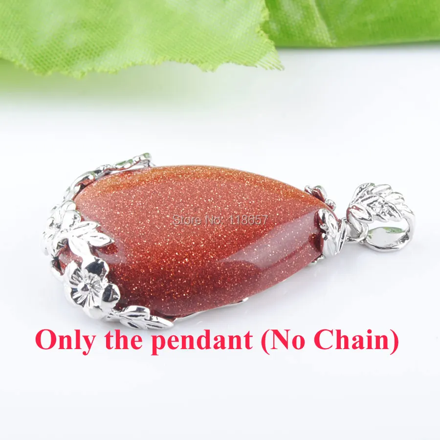 YOWOST Natural Golden Sand Water Drop Shape Gem Stone Love Beads Reiki Chakra Healing Pendant &amp Necklace Chain Jewelry IN3469 | Украшения