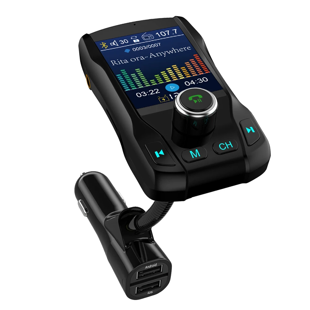Автомобильный беспроводной FM передатчик Bluetooth 3 0 вращающийся на 360 градусов MP3