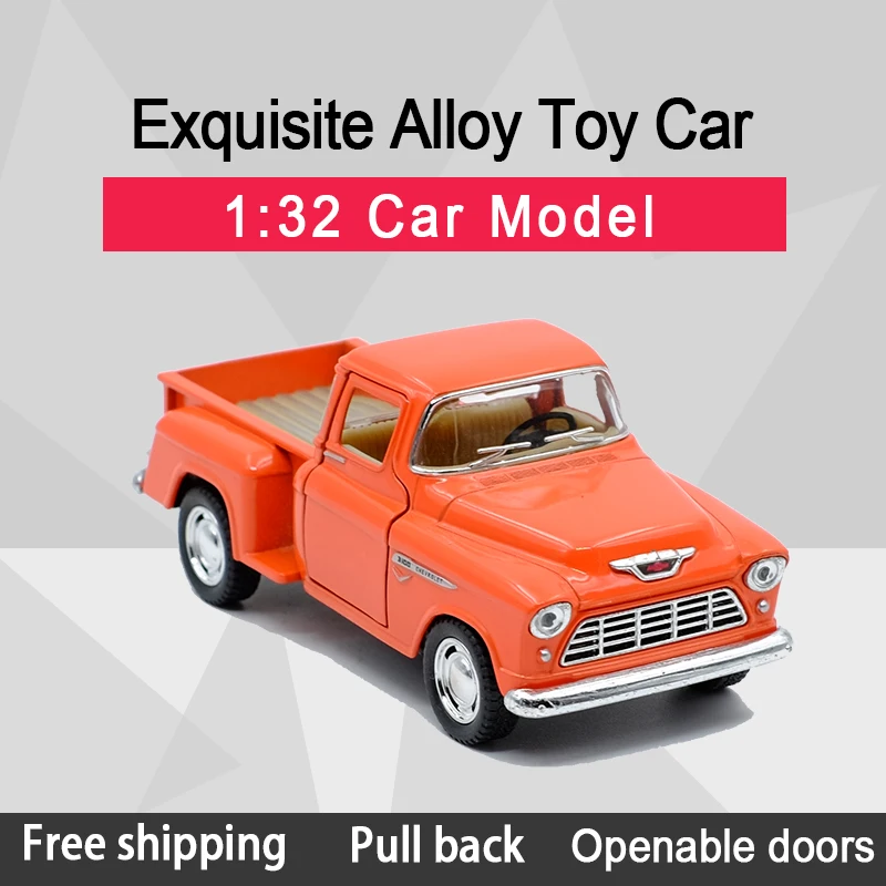 Модель автомобиля Kinsmart 1:32 1955 Chevy Stepside Pickup из сплава игрушка с откидной спинкой для