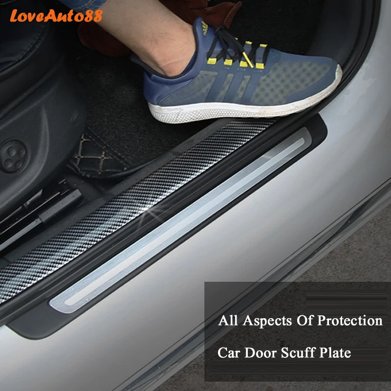 Car styling Carbon Fiber Rubber Door Sills Protector Goods Scuff Plate For ford fiesta MK7 MK6 Accessories 2009 2011 2012 2014 |