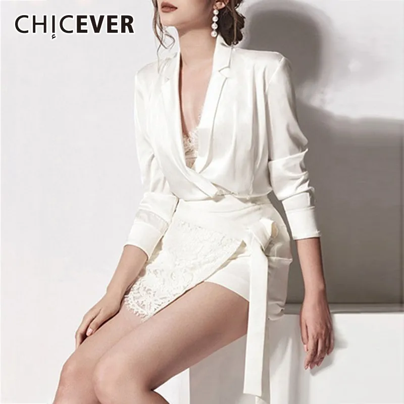 CHICEVER/Весенний Повседневный Белый Женский комплект из двух предметов с