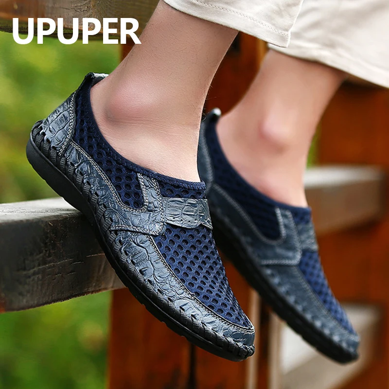 UPUPER 2019 Handmade Casual Shoes Men Summer Breathable Mesh Water Sports Beach For Male Tenis Masculino Big Size 38-50 | Обувь