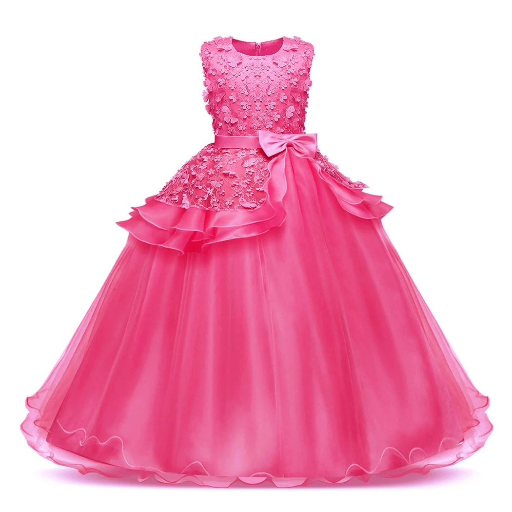 AmzBarley Girls Floral Princess Dresses Kids Sleeveless Long Wedding Party Prom Ball Gown teenager tutu dress formal clothes | Детская