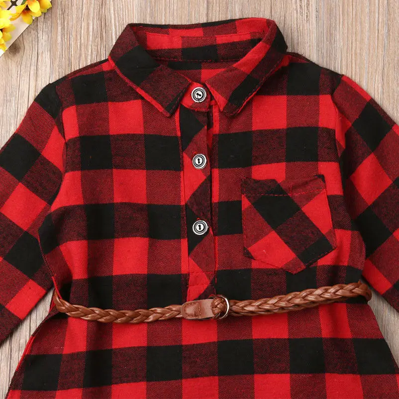 0-5T Christmas Toddler Newborn Kids Baby Girls Dress Red Plaid Cotton Princess Party Long Sleeve Clothes Girl Autumn | Детская одежда и