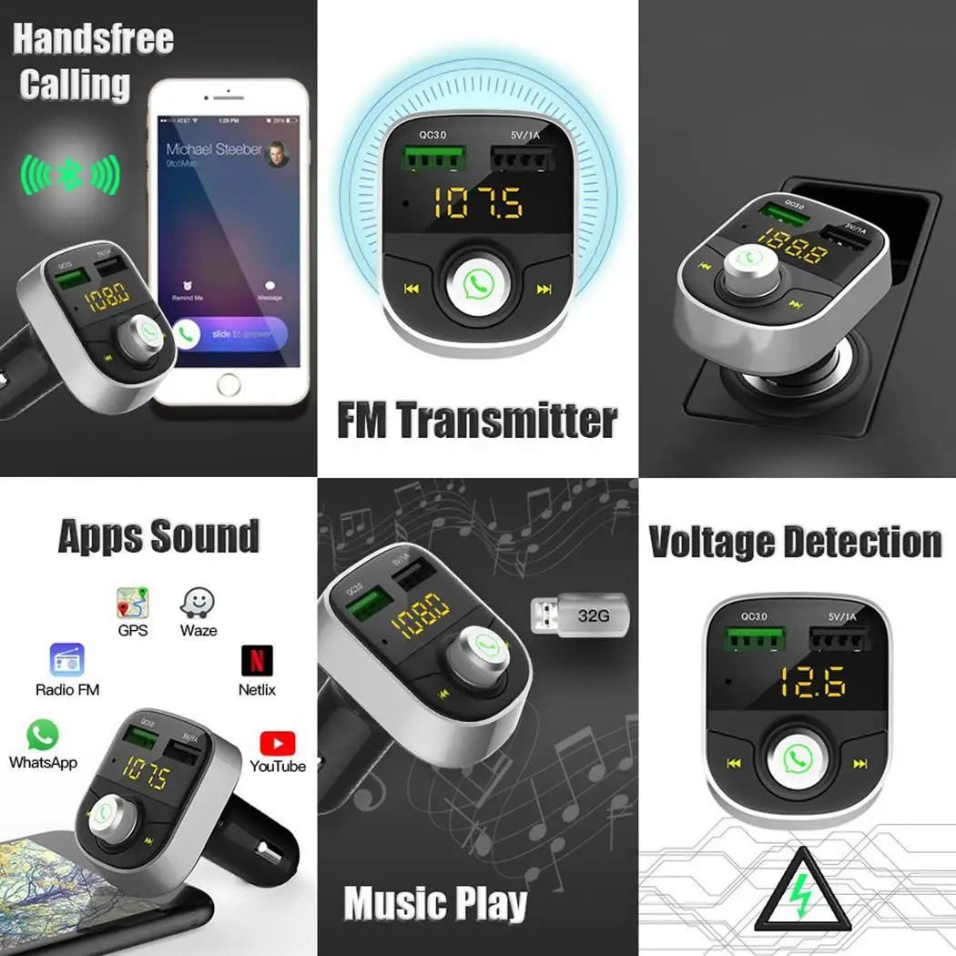 5V Car FM Transmitter Bluetooth Wireless Handsfree Adapter MP3 Music Player With Dual USB Charger | Автомобили и мотоциклы