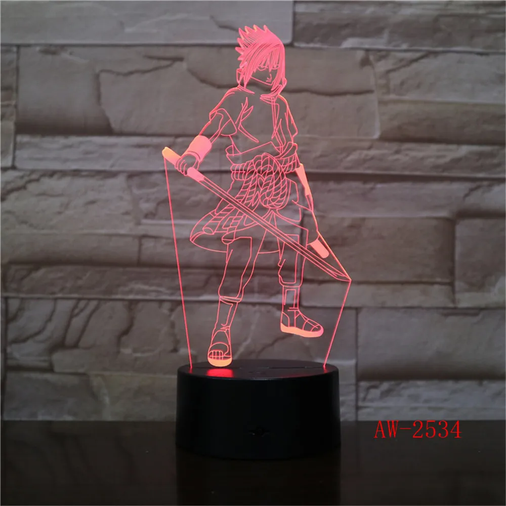 Светодиодная настольная лампа для моделирования Uchiha Sasuke 7 цветов|Ночники| |