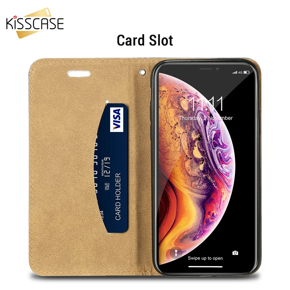 KISSCASE Чехол бумажник на магните для iphone XR XS Max X 7 8 6 6S Plus кожаный флип чехол телефона