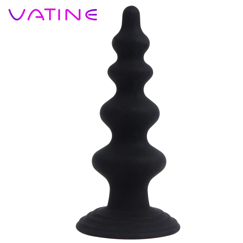 VATINE Tower Shape Butt Plugs Anal beads Sex Products Prostate Massager Black Silicone Long Toys For Men and Women Gay |