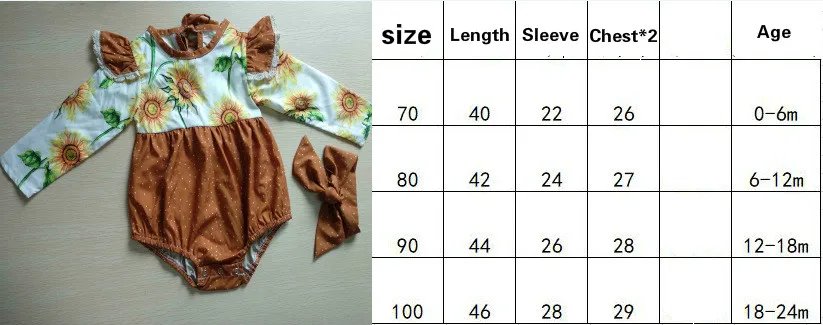 

Newborn Baby Girl Rompers Floral Sunflower Romper Cotton Infant Baby Girl Clothes Toddler Girls Jumpsuits Ruffle Romper+Headband