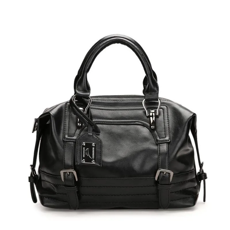 

2019 New Women's PU Leather Handbag big Capacity Vintage Tassel Shoulder Bags For Women Belt Buckles Shopping Totes bags49