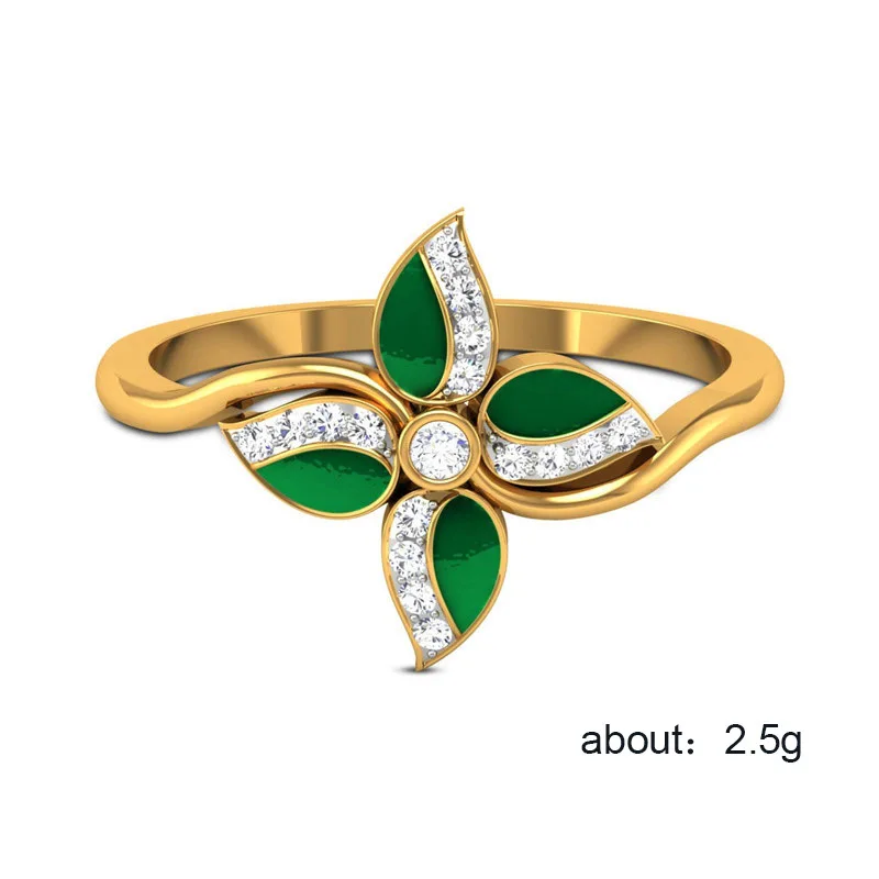 

Huitan Vintage Lucky Ring with Four Leaves Clover Design Clear CZ Bezel Setting Fashion Cocktail Party Rings for Women Size 6-10