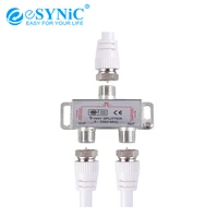 esynic 2 way splitter coax cable satellite tv receiver moca 5 2500mhz f inline joiner connector for aerial cable tv broadband